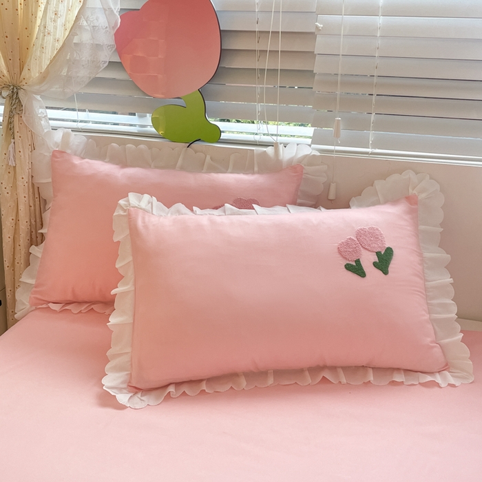 91家纺网 家纺一手货源 找家纺 沐慕 2024新款毛巾绣印花夏被四件套 花花白兔-粉