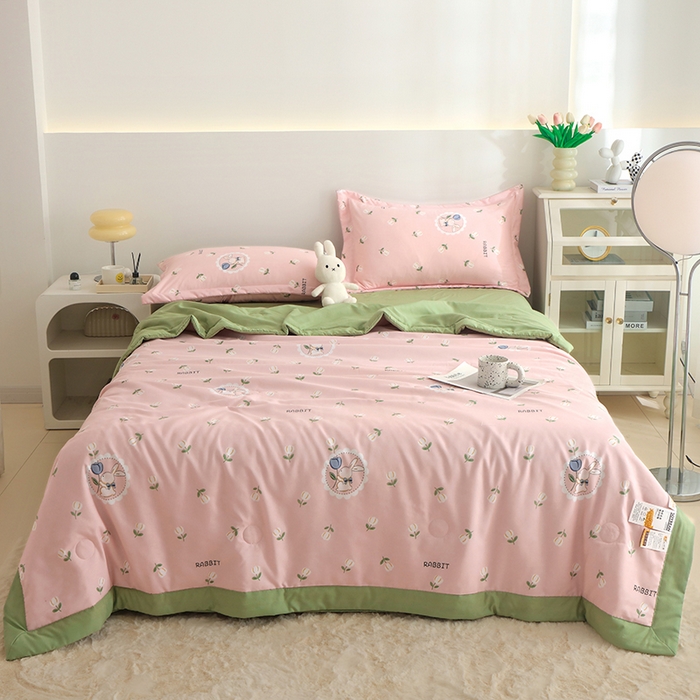 91家纺网 家纺一手货源 找家纺 优布加 2024新款水洗棉大豆被夏被大豆纤维空调被夏凉被 蔷薇