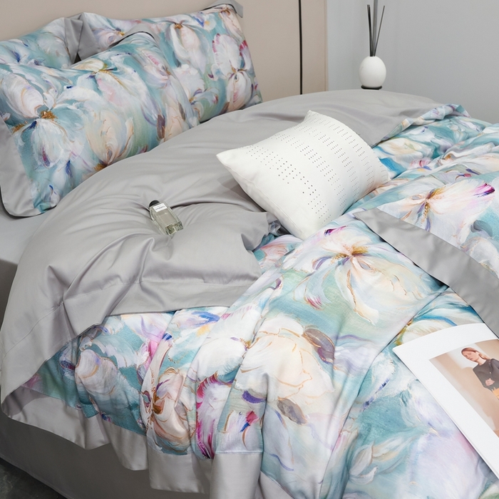 91家纺网 家纺一手货源 找家纺 榻尚家居 2024新款天丝棉数码印花四件套 水墨兰会员-20