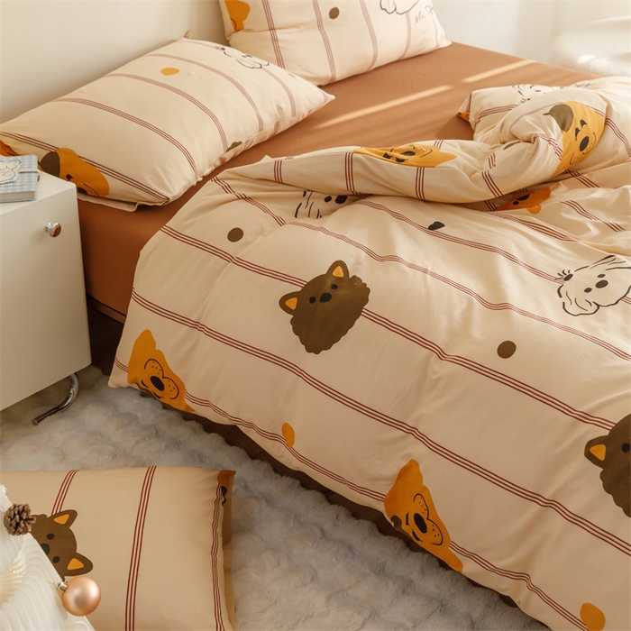 91家纺网 家纺一手货源 找家纺 瑞米家居 2024新款A类全棉针织棉四件套 调皮汪