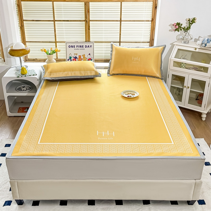 91家纺网 家纺一手货源 找家纺 栩裕纺织 2025款数码印花1200D碳光牛奶冰丝凉席 望金秋