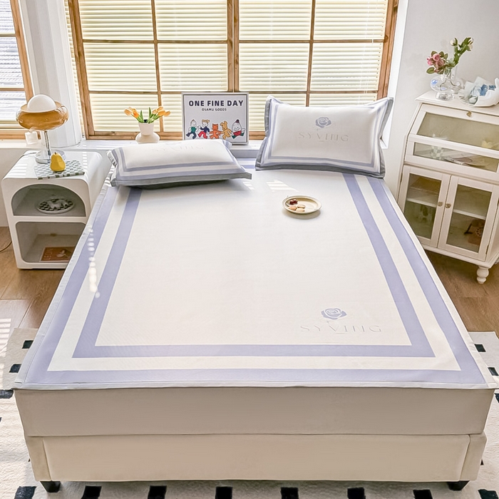 91家纺网 家纺一手货源 找家纺 栩裕纺织 2025款数码印花1200D碳光牛奶冰丝凉席 春晓-紫