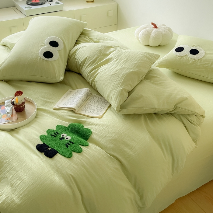 91家纺网 家纺一手货源 找家纺 梵克保罗 2024新款卡通水洗棉毛巾绣四件套 幸运树