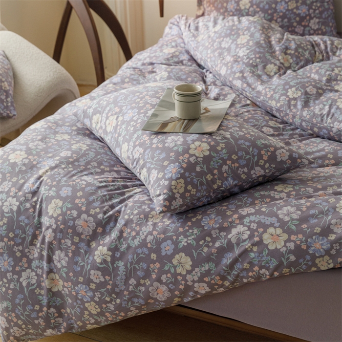 91家纺网 家纺一手货源 找家纺 瑞米家居 2024新款A类全棉针织棉四件套 繁花月夜