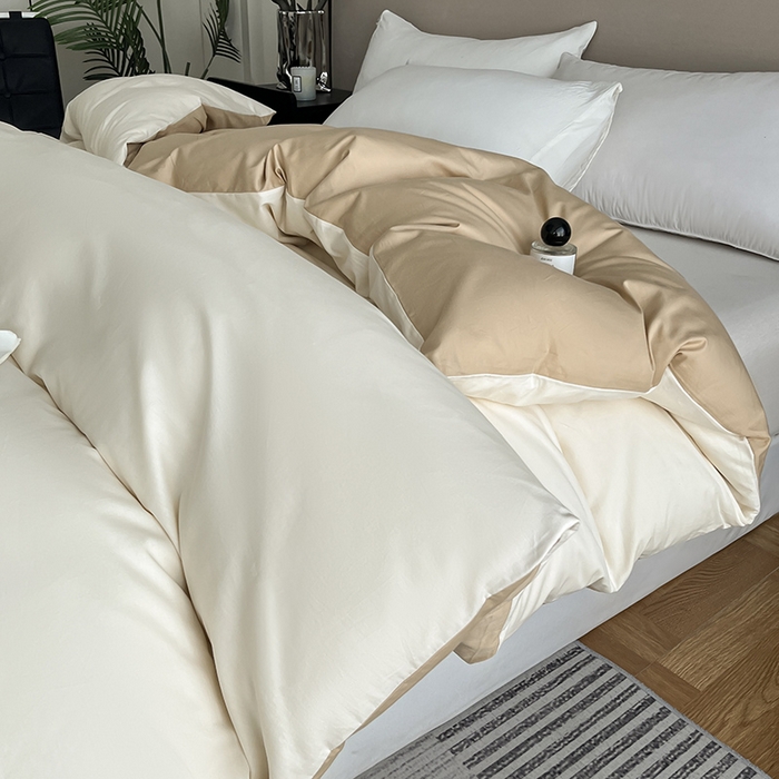 91家纺网 家纺一手货源 找家纺 澳梵2024新款60s全棉纯色单品被套 奶昔白-奇遇金