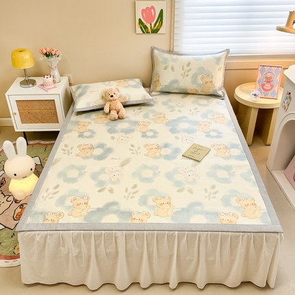 91家纺网 家纺一手货源 找家纺 （总）沐慕 2024新款小清新印花冰藤席空调席系列