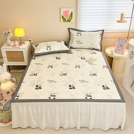 沐慕 2024新款小清新印花冰藤席空调席系列 冰藤-竹子熊猫绿