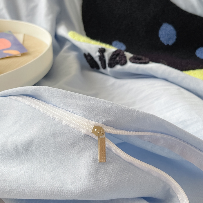 91家纺网 家纺一手货源 找家纺 梵克保罗 2024新款卡通水洗棉毛巾绣四件套 可爱猫-蓝