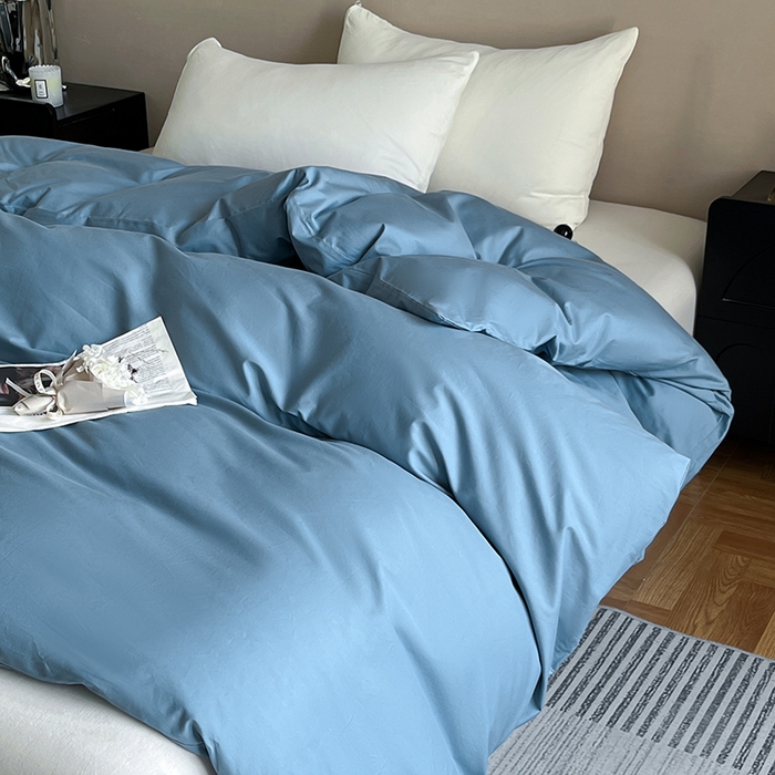 91家纺网 家纺一手货源 找家纺 澳梵2024新款60s全棉纯色单品被套 绅士蓝