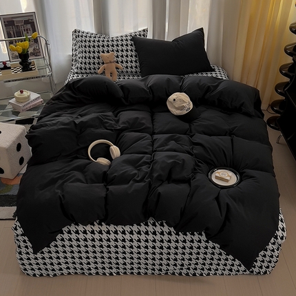 91家纺网 家纺一手货源 找家纺 （总）易辰美 2024新款水洗棉混搭条纹四件套