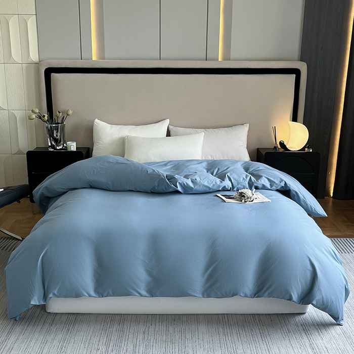 91家纺网 家纺一手货源 找家纺 澳梵2024新款60s全棉纯色单品被套 绅士蓝