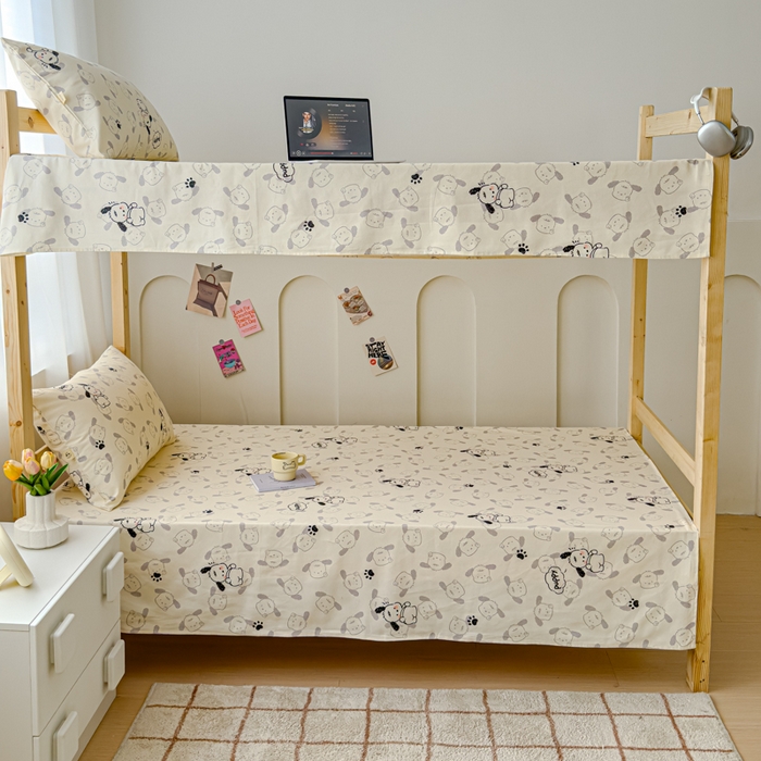 91家纺网 家纺一手货源 找家纺 金丝鸟 2024新款学生款A类全棉老粗布床单 小白狗