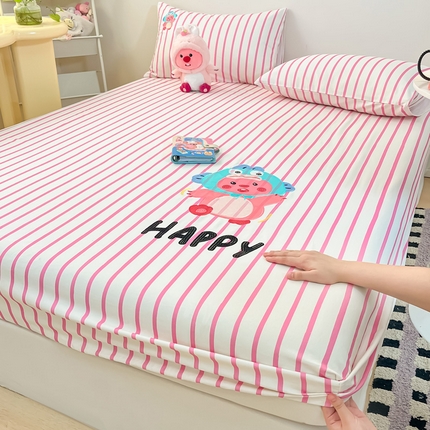 91家纺网 家纺一手货源 找家纺 雅居纺家纺 2024新款全棉绣花A类老粗布单品系列 老粗布-小海狸-粉