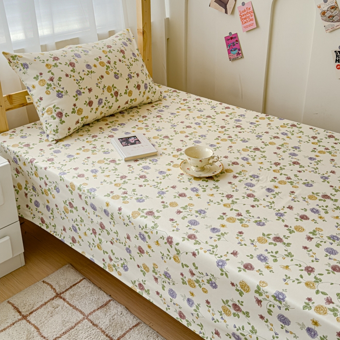 91家纺网 家纺一手货源 找家纺 金丝鸟 2024新款学生款A类全棉老粗布床单 花蔓