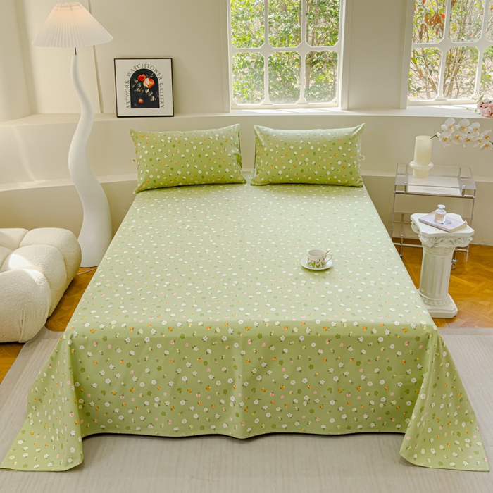 91家纺网 家纺一手货源 找家纺 金丝鸟 2024新款成人款A类全棉老粗布床单 花田