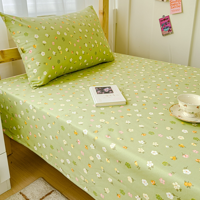 91家纺网 家纺一手货源 找家纺 金丝鸟 2024新款学生款A类全棉老粗布床单 花田