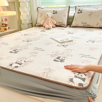 沐慕 2024新款小清新印花冰藤床笠系列 床笠-竹子熊猫