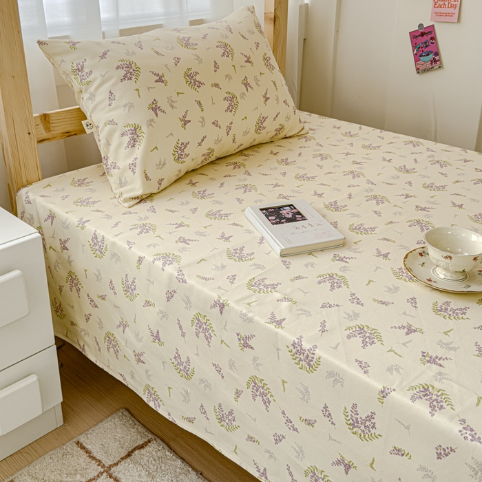 91家纺网 家纺一手货源 找家纺 金丝鸟 2024新款学生款A类全棉老粗布床单 薰衣草