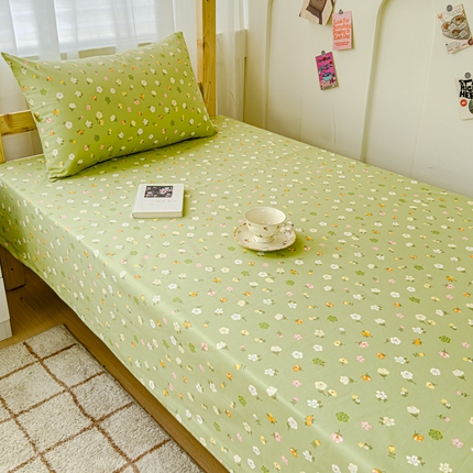 91家纺网 家纺一手货源 找家纺 金丝鸟 2024新款学生款A类全棉老粗布床单 花田