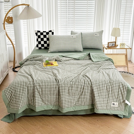 91家纺网 家纺一手货源 找家纺 （总）帕芬鸟家纺 2025新款色织水洗棉棉花夏被四件套