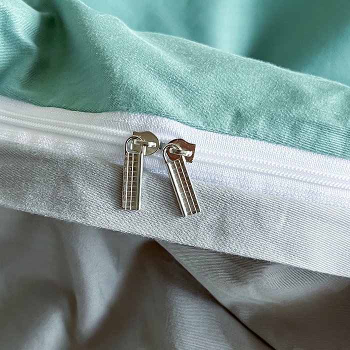 91家纺网 家纺一手货源 找家纺 澳梵2024新款60s全棉纯色单品被套 烟波绿-椰子灰