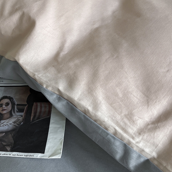 91家纺网 家纺一手货源 找家纺 澳梵2024新款60s全棉纯色单品被套 椰子灰-白桃粉
