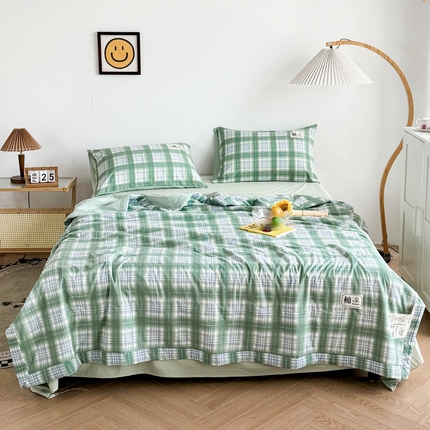 91家纺网 家纺一手货源 找家纺 （总）帕芬鸟家纺 2025新款色织水洗棉棉花夏被四件套