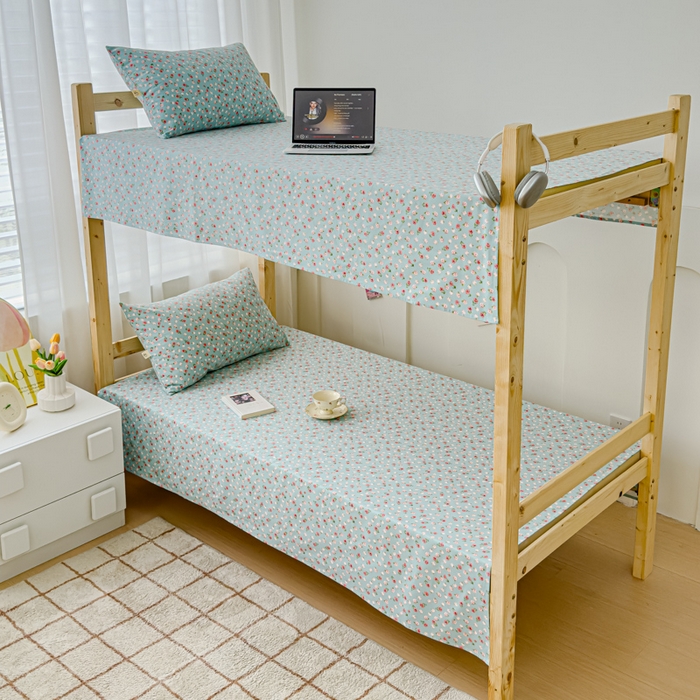 91家纺网 家纺一手货源 找家纺 金丝鸟 2024新款学生款A类全棉老粗布床单 小玫瑰