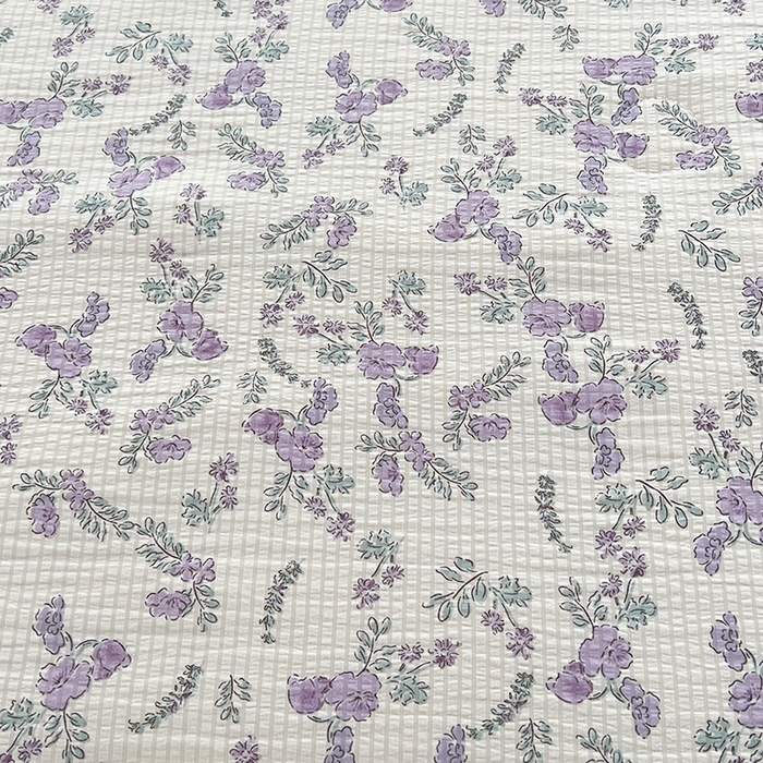 91家纺网 家纺一手货源 找家纺 富之航 2024新款时尚舒适泡泡棉夏被四件套紫苏