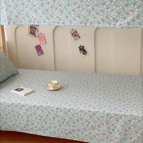 91家纺网 家纺一手货源 找家纺 金丝鸟 2024新款学生款A类全棉老粗布床单 小玫瑰