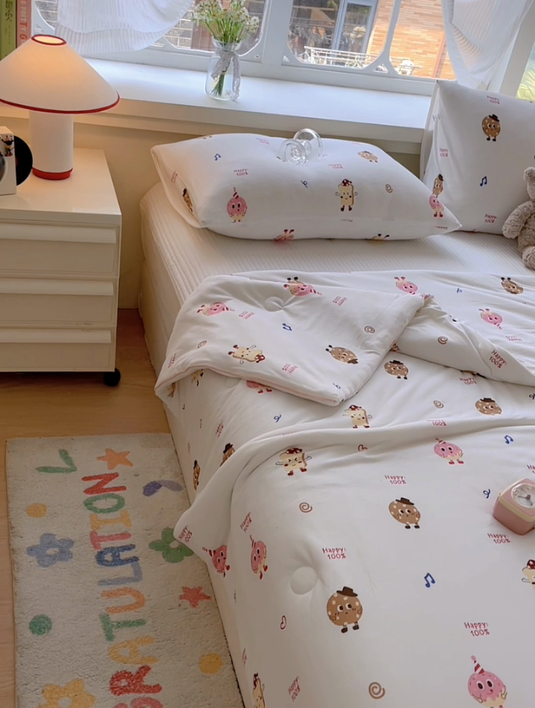 91家纺网 家纺一手货源 找家纺 沐慕 2024新款小清新加厚亲肤针织棉夏被 甜甜圈