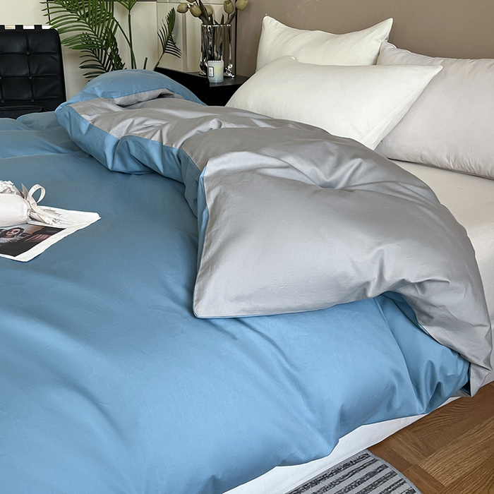 91家纺网 家纺一手货源 找家纺 澳梵2024新款60s全棉纯色单品被套 莱茵蓝-椰子灰