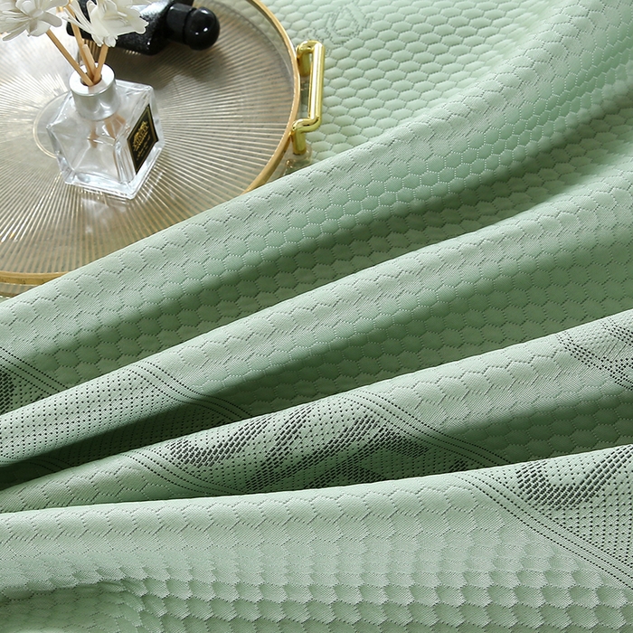 91家纺网 家纺一手货源 找家纺 青雅席业 2025新款抗菌提花凉感丝豆豆席-玫瑰花语系列 玫瑰花语-绿