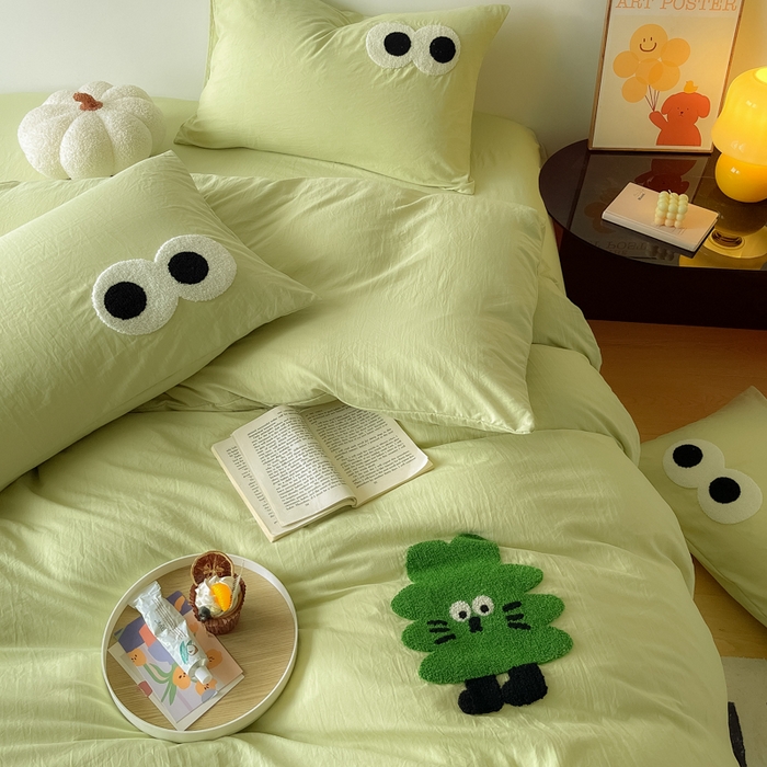 91家纺网 家纺一手货源 找家纺 梵克保罗 2024新款卡通水洗棉毛巾绣四件套 幸运树