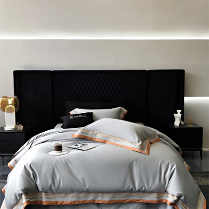 馨蕊家居 2024新款春夏新品100S高奢简约长绒棉四件套 棉露晞-高级灰