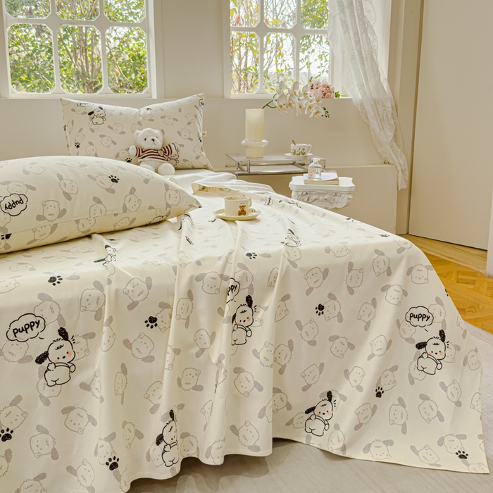 91家纺网 家纺一手货源 找家纺 金丝鸟 2024新款成人款A类全棉老粗布床单 小白狗