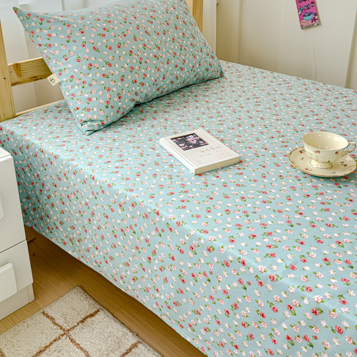 91家纺网 家纺一手货源 找家纺 金丝鸟 2024新款学生款A类全棉老粗布床单 小玫瑰