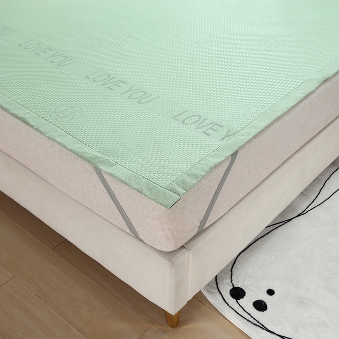 91家纺网 家纺一手货源 找家纺 青雅席业 2025新款抗菌提花凉感丝豆豆席-玫瑰花语系列 玫瑰花语-绿