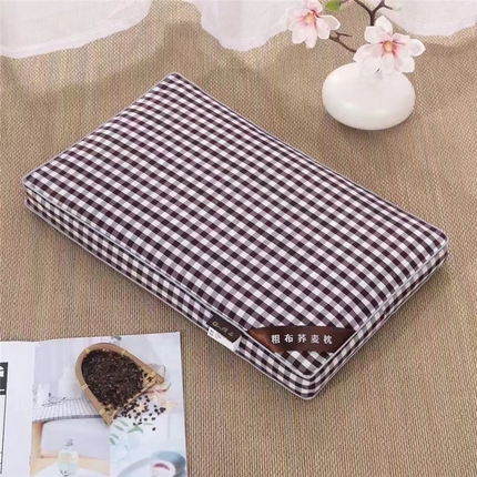 91家纺网 家纺一手货源 找家纺 （总）韩后2025新款全棉老粗布格子系列荞麦枕枕芯枕头面包枕+方形枕