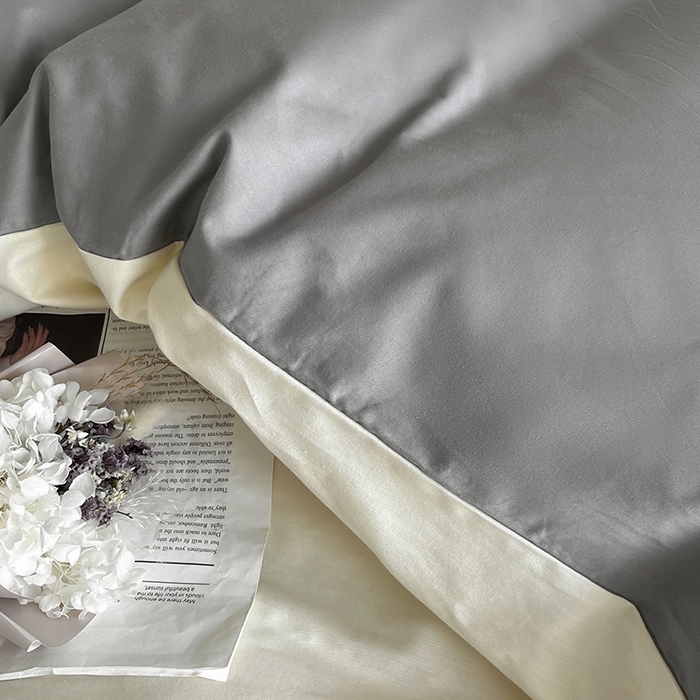 91家纺网 家纺一手货源 找家纺 澳梵2024新款60s全棉纯色单品被套 奶昔白-椰子灰