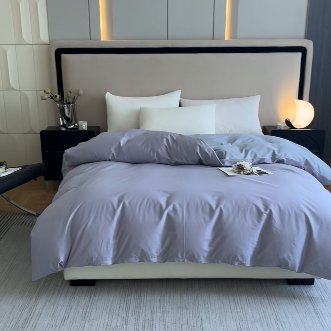 91家纺网 家纺一手货源 找家纺 澳梵2024新款60s全棉纯色单品被套 暮山紫