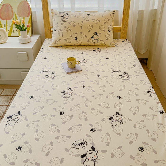 91家纺网 家纺一手货源 找家纺 金丝鸟 2024新款学生款A类全棉老粗布床单 小白狗