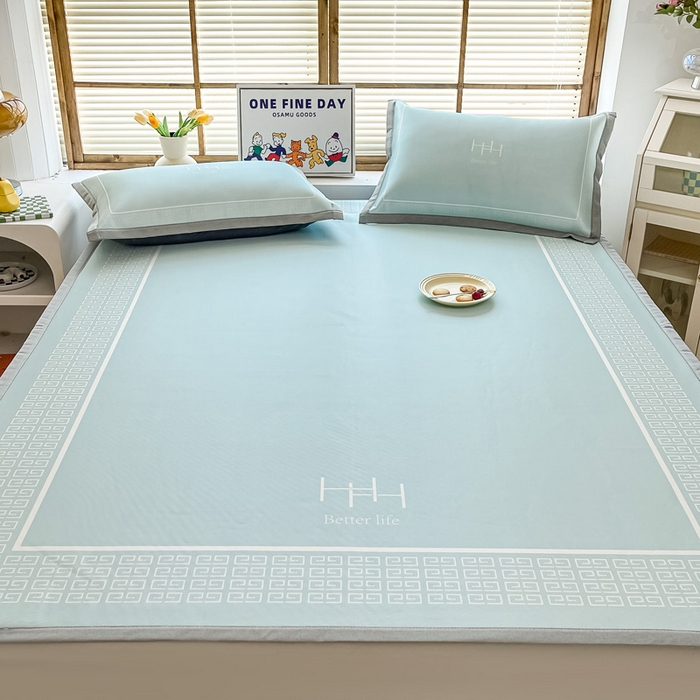 91家纺网 家纺一手货源 找家纺 栩裕纺织 2025款数码印花1200D碳光牛奶冰丝凉席 望绿川