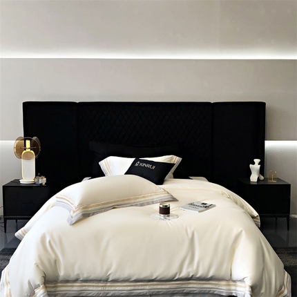 91家纺网 家纺一手货源 找家纺 馨蕊家居 2024新款春夏新品100S高奢简约长绒棉四件套 棉露晞-月光白