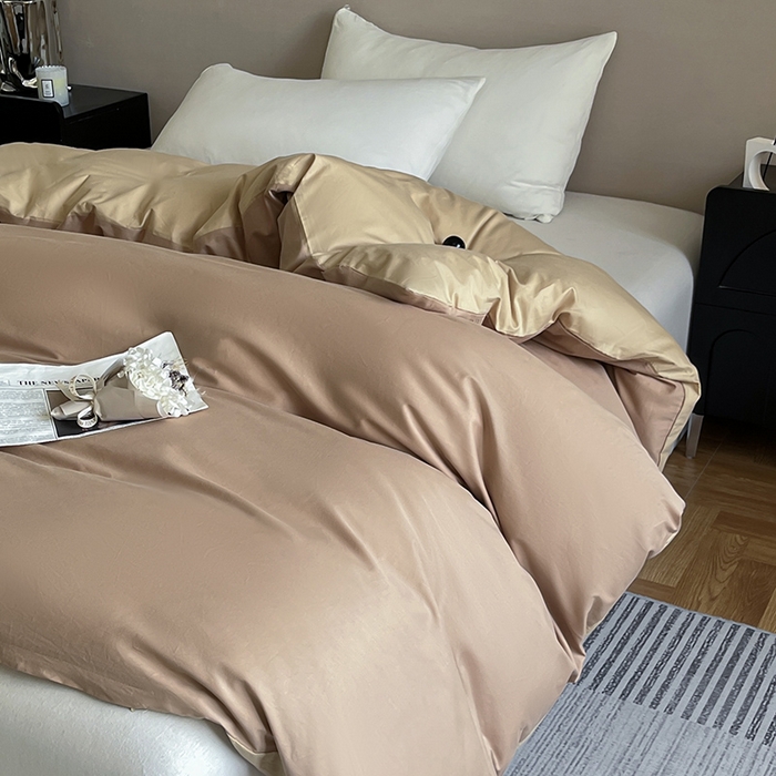91家纺网 家纺一手货源 找家纺 澳梵2024新款60s全棉纯色单品被套 茶棕-奇遇金