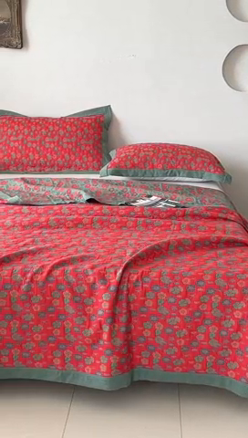 91家纺网 家纺一手货源 找家纺 （总）万锦 2024新款色织A类三层纱多功能盖毯空调毯被薄毯床盖