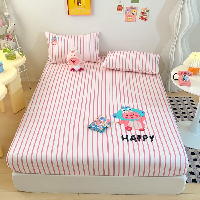 91家纺网 家纺一手货源 找家纺 雅居纺家纺 2024新款全棉绣花A类老粗布单品系列 老粗布-小海狸-粉