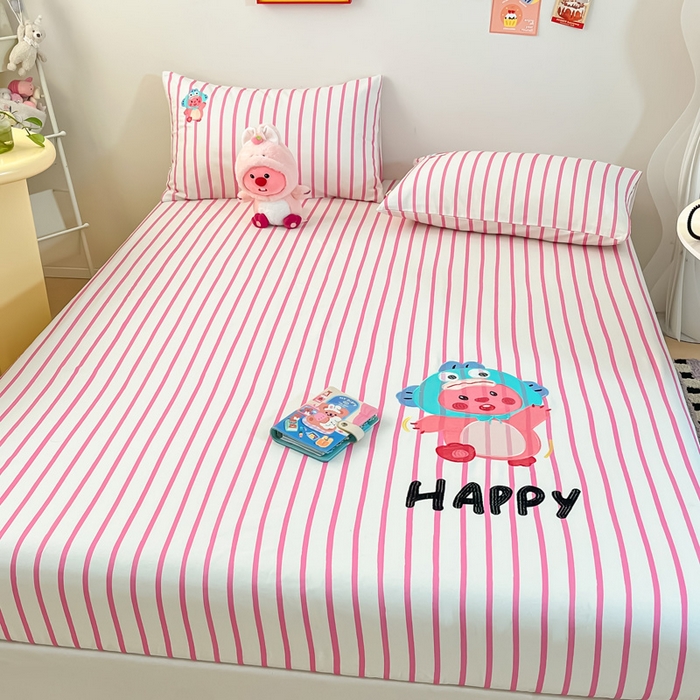 91家纺网 家纺一手货源 找家纺 雅居纺家纺 2024新款全棉绣花A类老粗布单品系列 老粗布-小海狸-粉