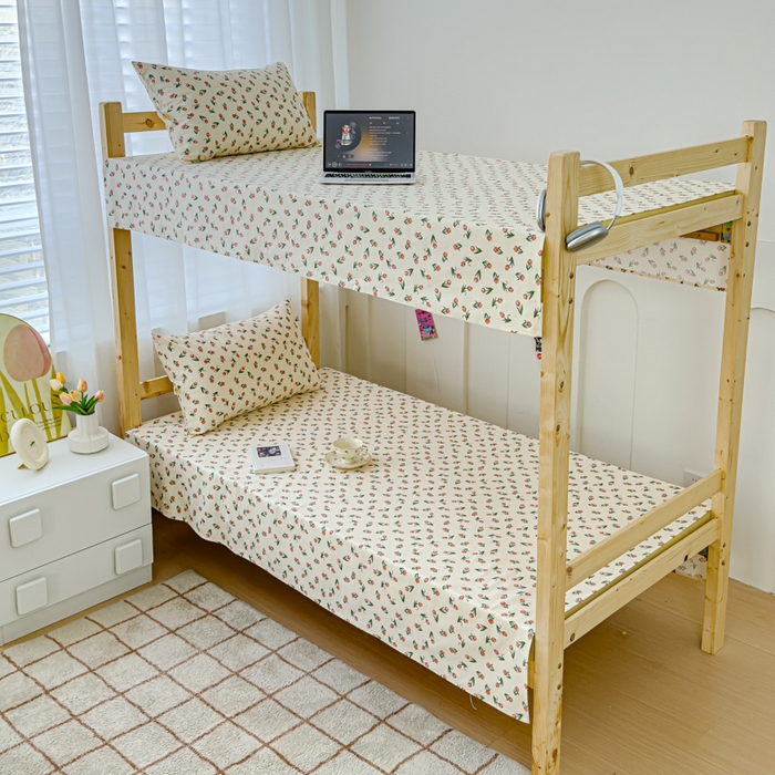 91家纺网 家纺一手货源 找家纺 金丝鸟 2024新款学生款A类全棉老粗布床单 花圃