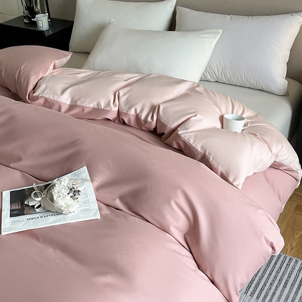 澳梵2024新款60s全棉纯色单品被套 蜜豆粉-白桃粉